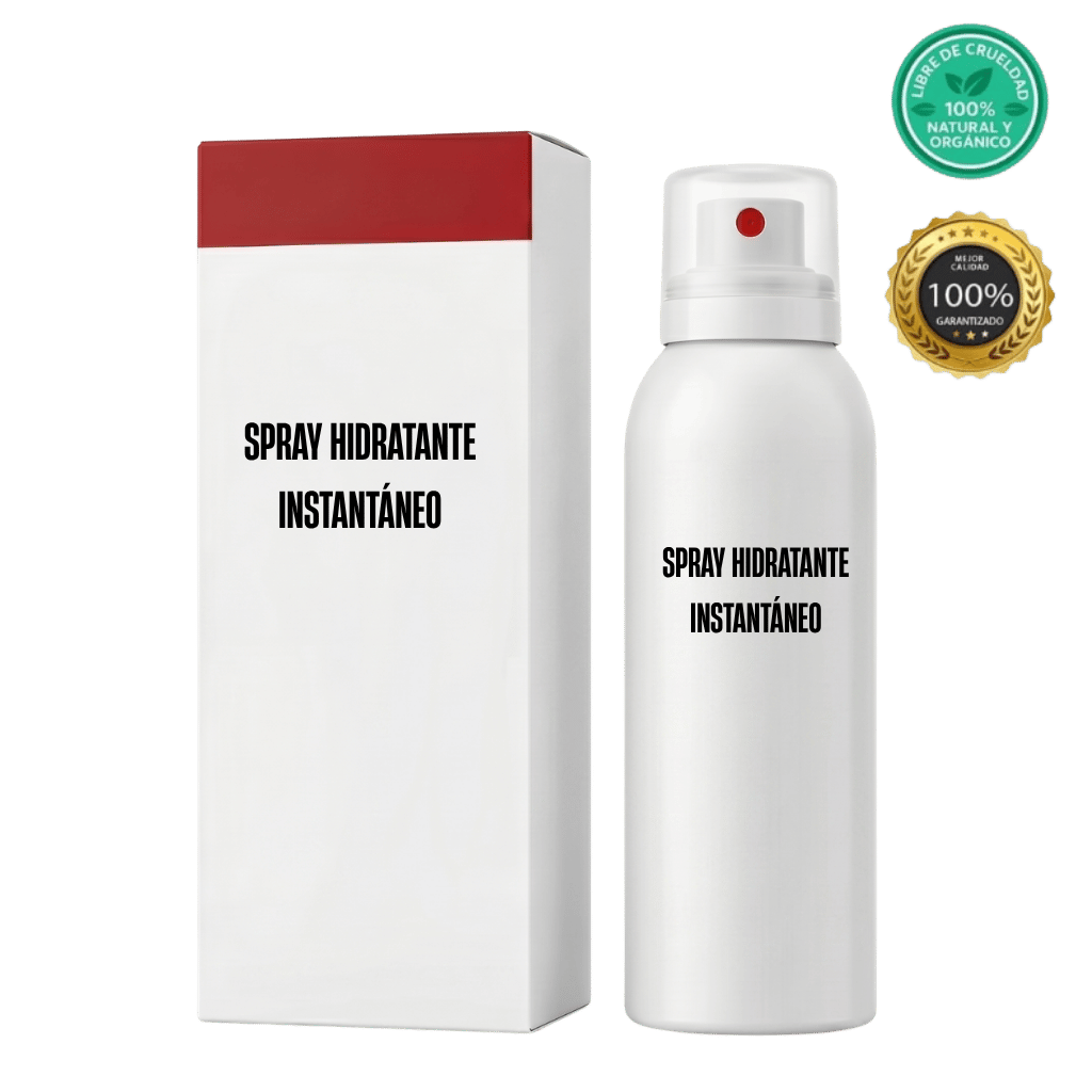 Spray Hidratante Instantáneo en envase con diseño elegante para piel fresca y cuidada.
