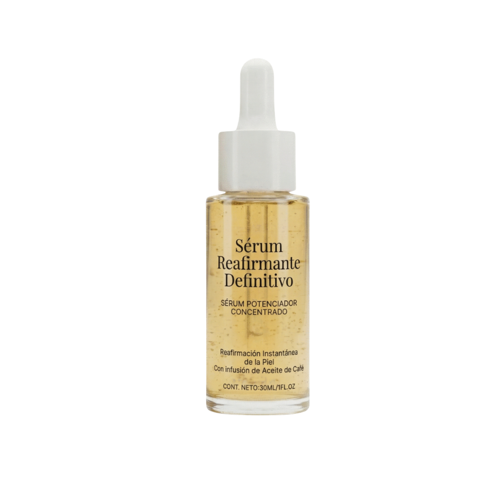 Sérum reafirmante definitivo en frasco de 30 ml, diseñado para una piel suave y radiante.