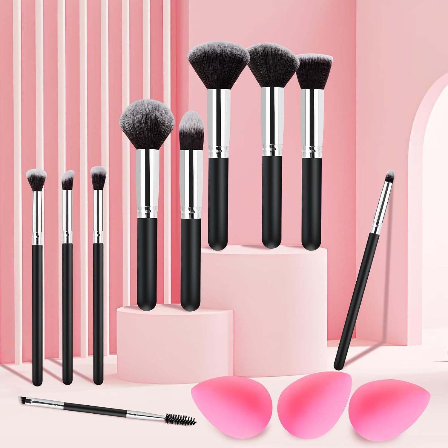 EsencialLuz – Set de Brochas de Maquillaje Profesional (Incluye Estuche)