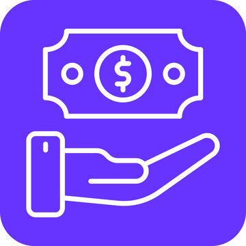 Icono de mano recibiendo dinero representando consejos para servicio excepcional.