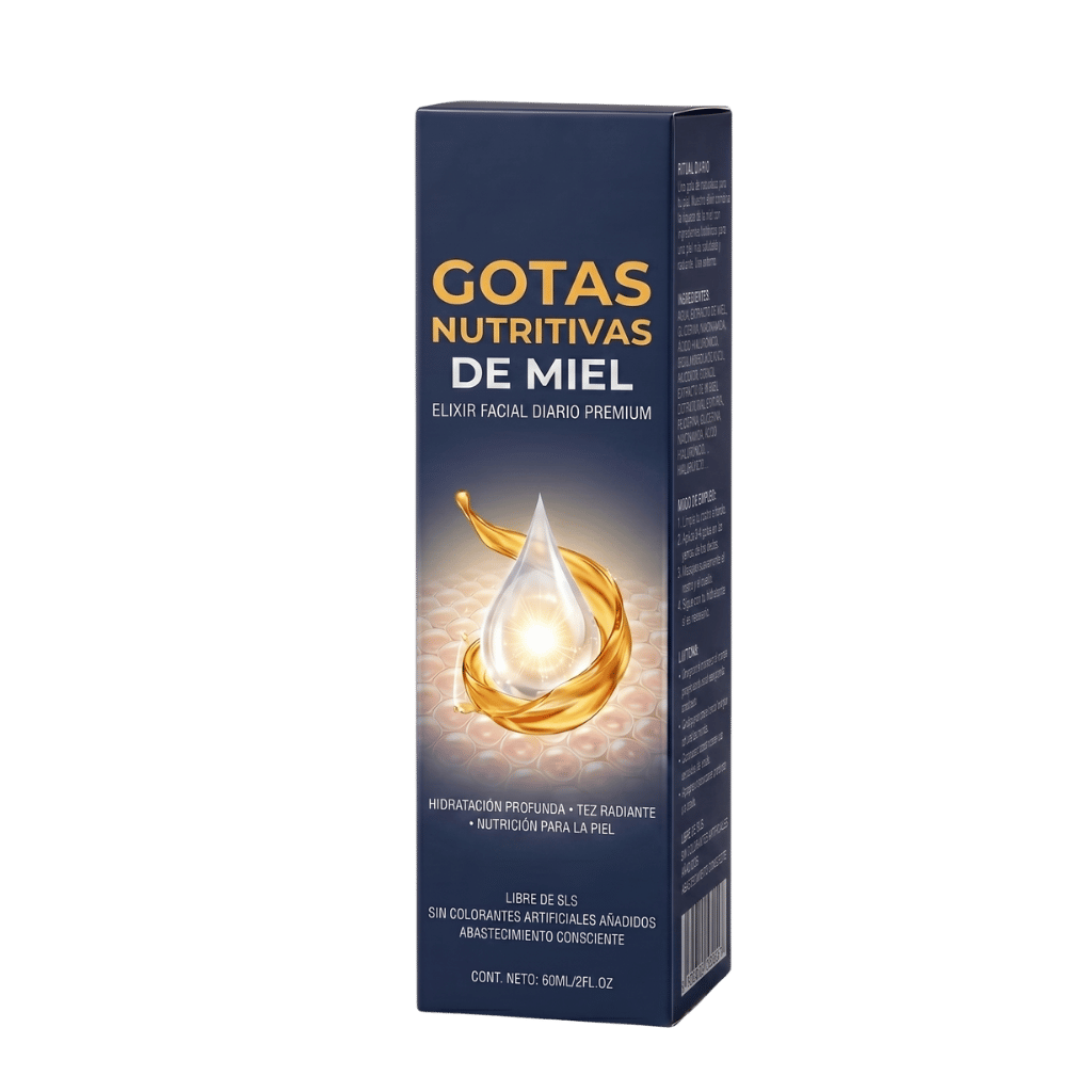 Gotas Nutritivas de Miel, elixir facial diario premium con hidratación profunda y nutrición para la piel.