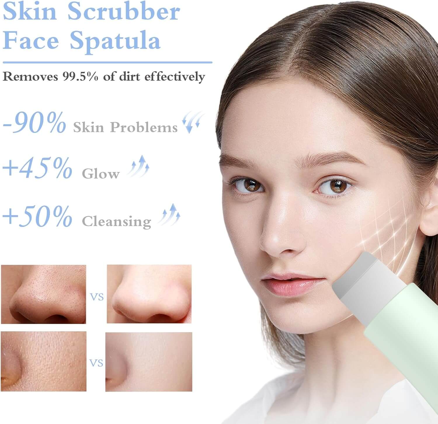 EsencialLuz – Cepillo Limpiador Facial con Espátula de Silicona, efectivo para limpiar y revitalizar la piel.