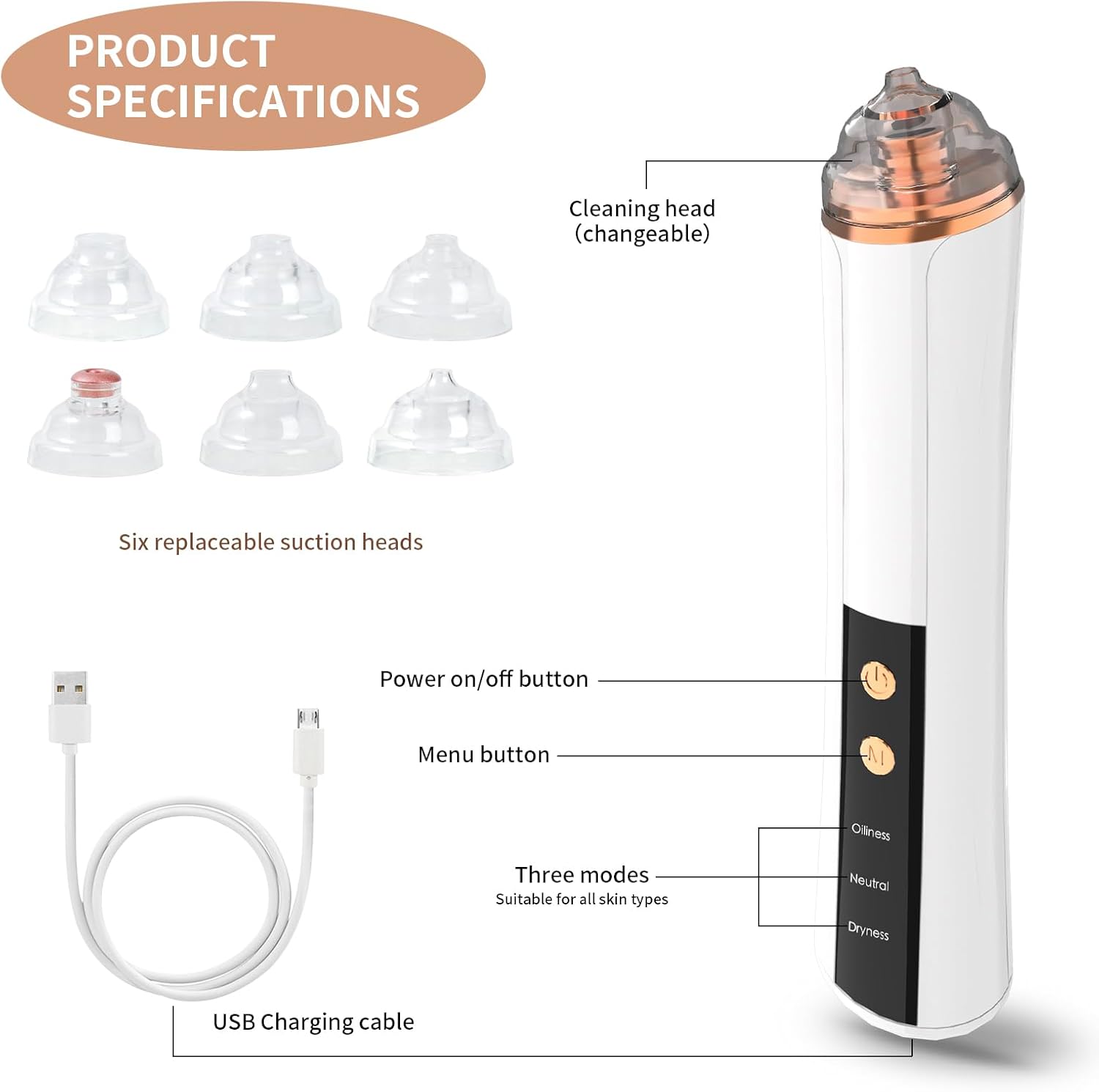 EsencialLuz – Extractor Eléctrico de Puntos Negros con 6 Niveles de Succión