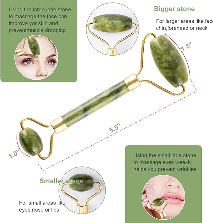 EsencialLuz – Rodillo de Jade para Masaje Facial