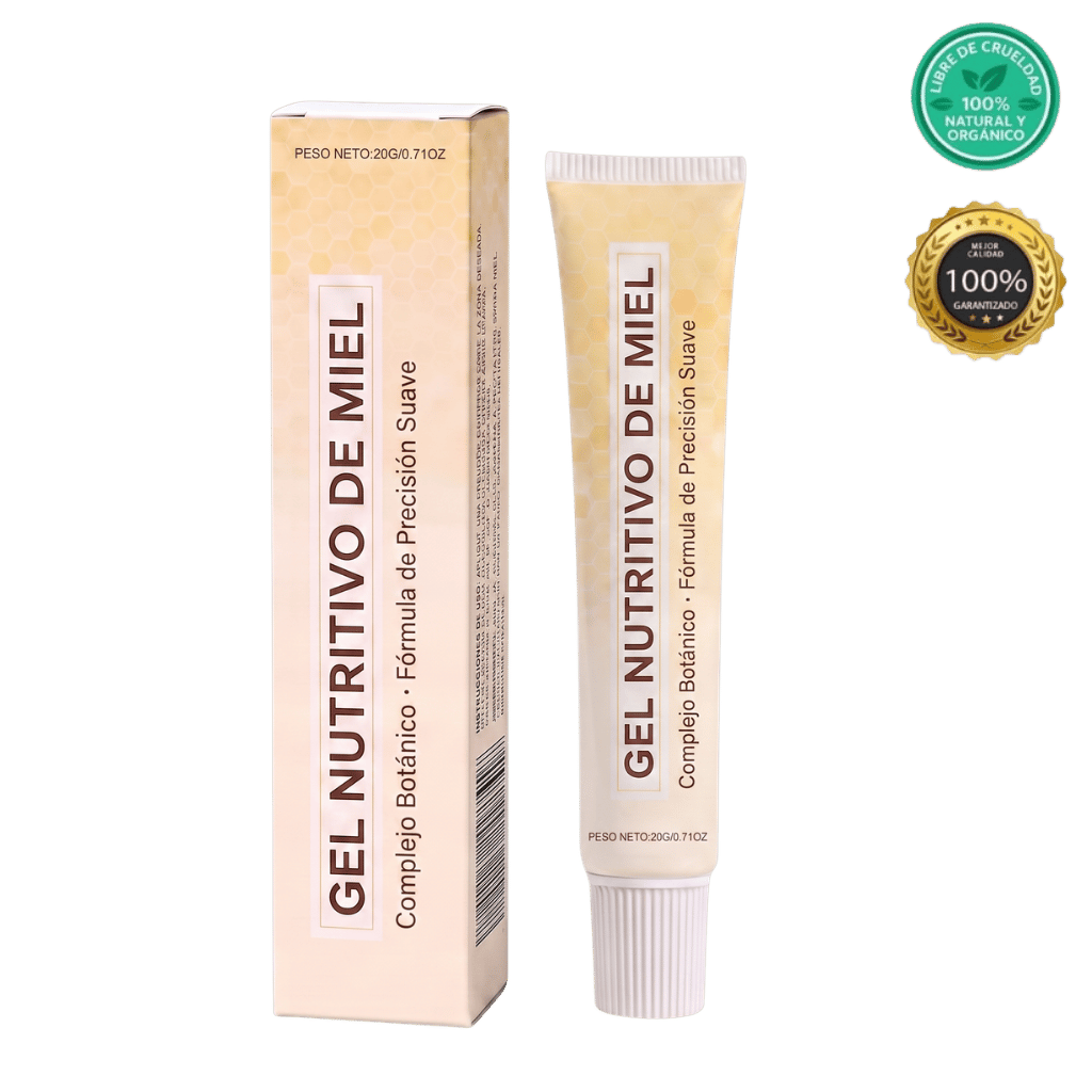 Gel Nutritivo de Miel en envase con tubo, fórmula suave para cuidado diario de la piel.