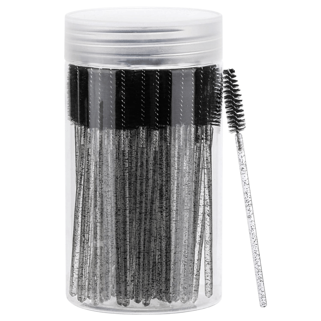 Gupillones de rímel desechables – ligeros en envase transparente, ideales para pestañas y cejas.