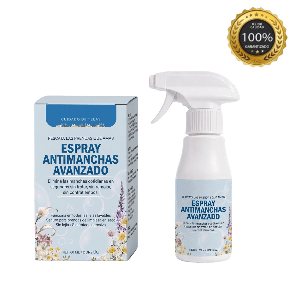 Spray Emulsionante para Ropa No Iónico Avanzado y su envase, ideal para eliminar manchas difíciles en telas.