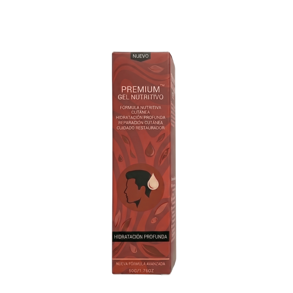 Gel Nutritivo Premium en envase con fórmula nutritiva para hidratación profunda y cuidado restaurador de la piel.