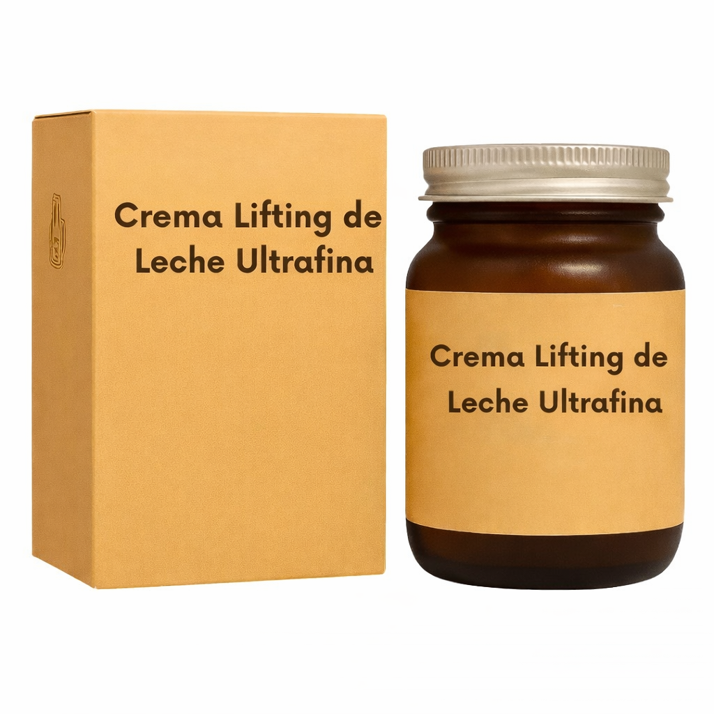 Crema Lifting de Leche Ultrafina en frasco y caja, fórmula de cuidado diario para una piel radiante.