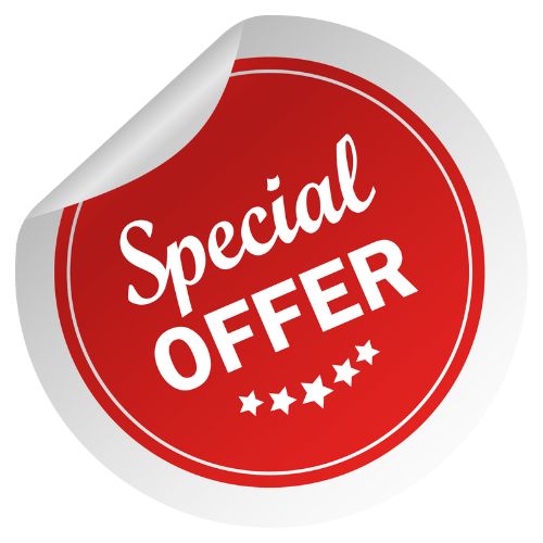 Etiqueta de Oferta Especial en color rojo, destacando promociones y descuentos.