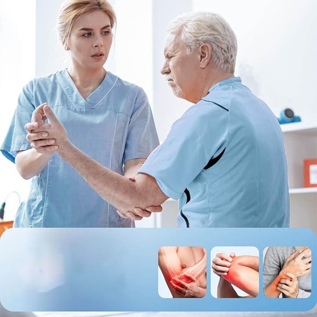 EsencialLuz GripFlex mano en rehabilitación con fisioterapeuta apoyando el fortalecimiento de agarre.