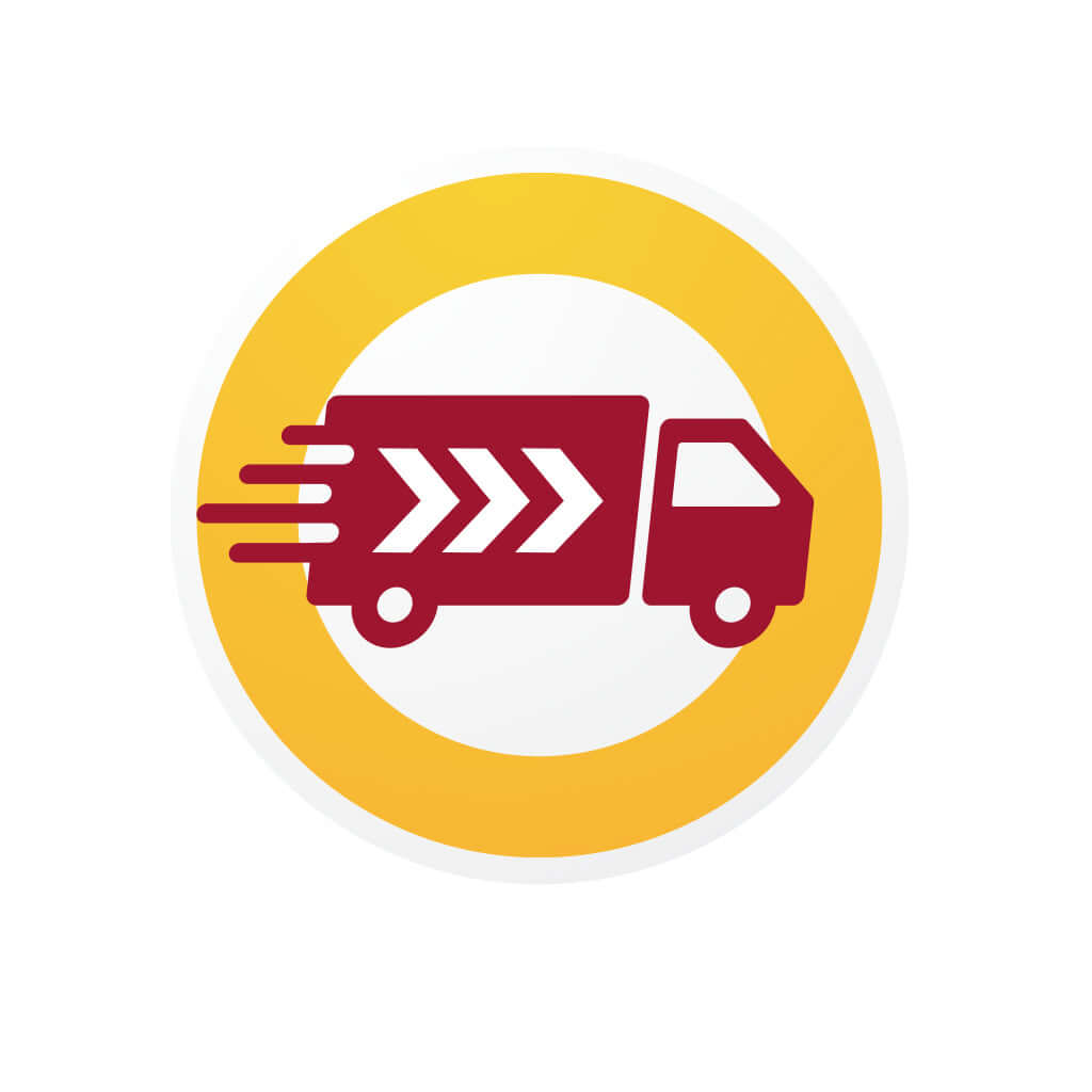 Icono de envío prioritario con camión en movimiento para ilustrar el servicio de Envío prioritario.
