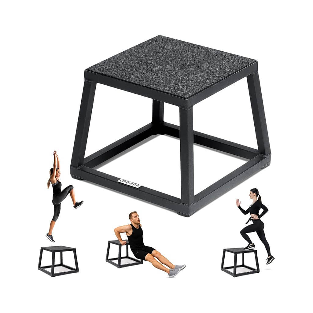 EsencialLuz EleváBox en acero resistente, ideal para entrenamiento de salto y equilibrio.