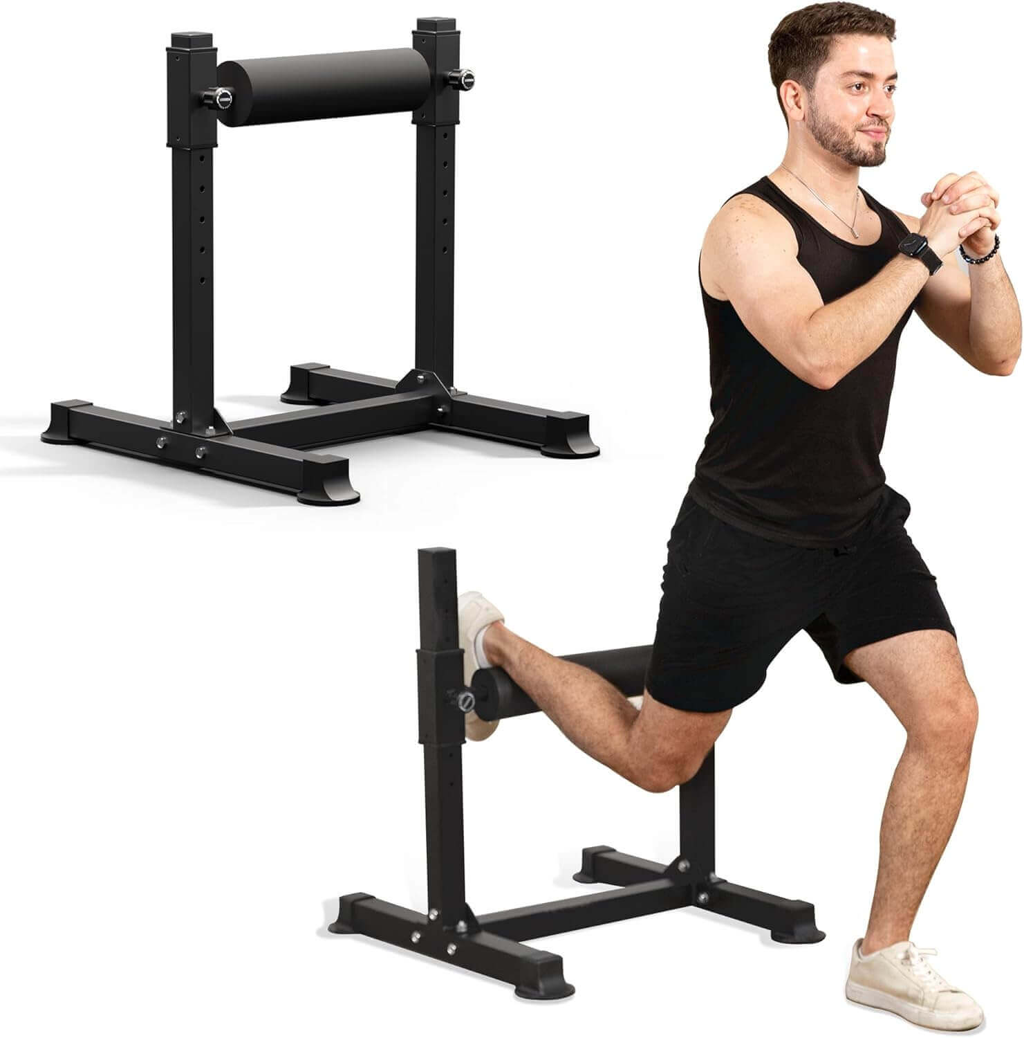 EsencialLuz EquilibrioBase, plataforma ajustable para sentadillas búlgaras y zancadas, mejora fuerza y equilibrio.