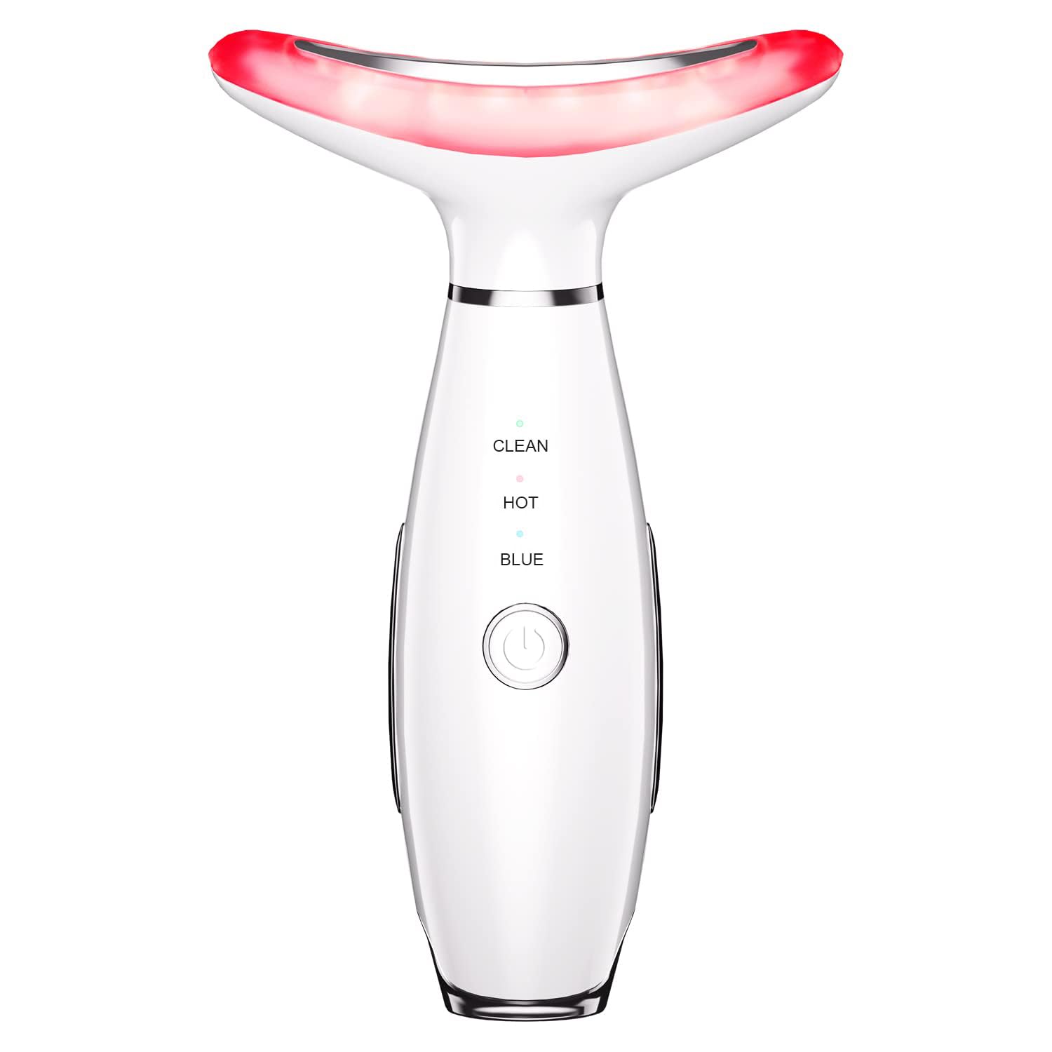 EsencialLuz – Masajeador Facial y de Cuello Reafirmante con luz LED y controles de temperatura.