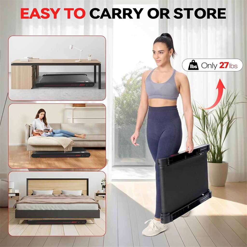 EsencialLuz PasoZen, una cinta de caminar compacta y portátil, ideal para casa y oficina.