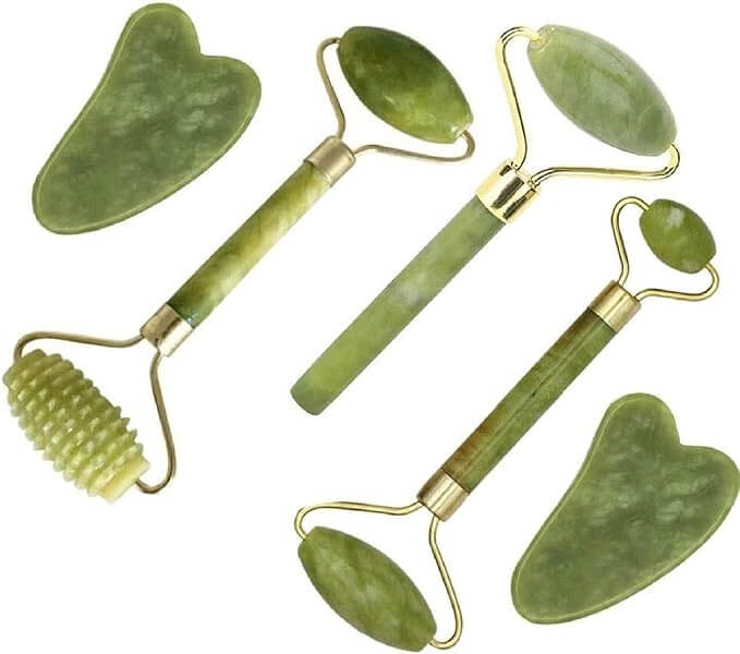 EsencialLuz – Rodillo de Jade para Masaje Facial, rodillos de jade natural para skincare y masaje facial.