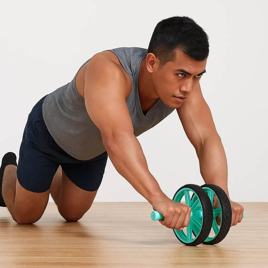 EsencialLuz RuedaCore in use for core fitness training, showcasing stability and precision in exercise.