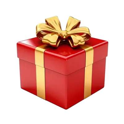 🎁 Regalo GRATIS 🎁 in a vibrant red gift box with a golden ribbon and bow, symbolizing a special surprise.